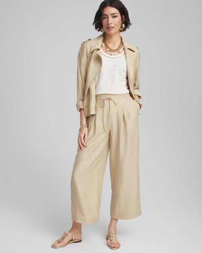 Chico's Women | Printed Sweater Trim Linen Tee RIVER ROCK