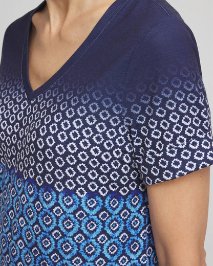 Chico's Women | Zenergy® Graphic Ombre V-Neck Tee RICH COBALT
