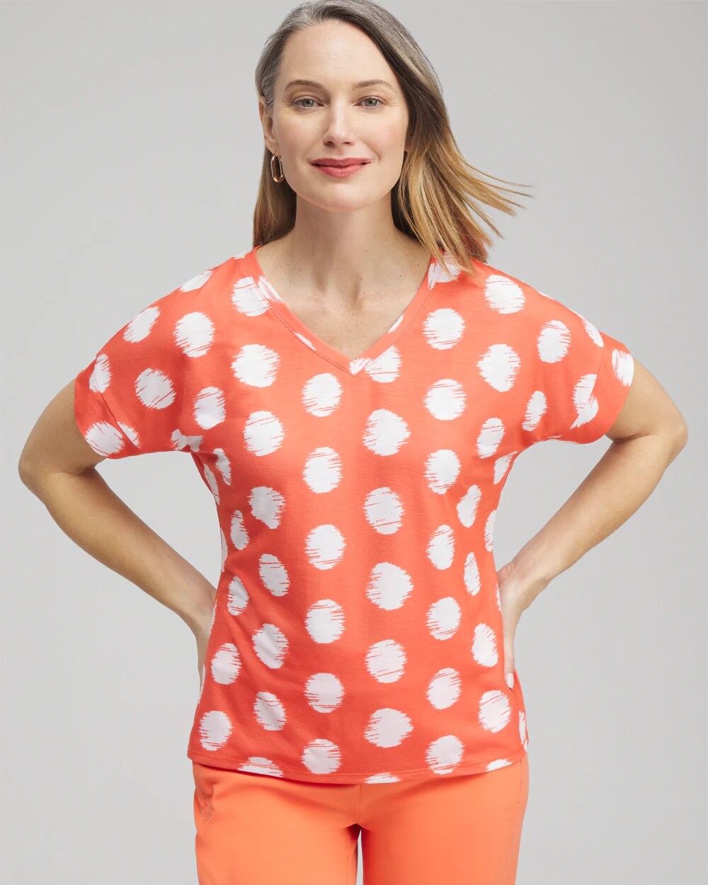 Chico's Women | Zenergy® Dots Drop Shoulder Tee NECTARINE