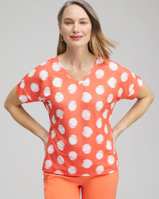 Chico's Women | Zenergy® Dots Drop Shoulder Tee NECTARINE