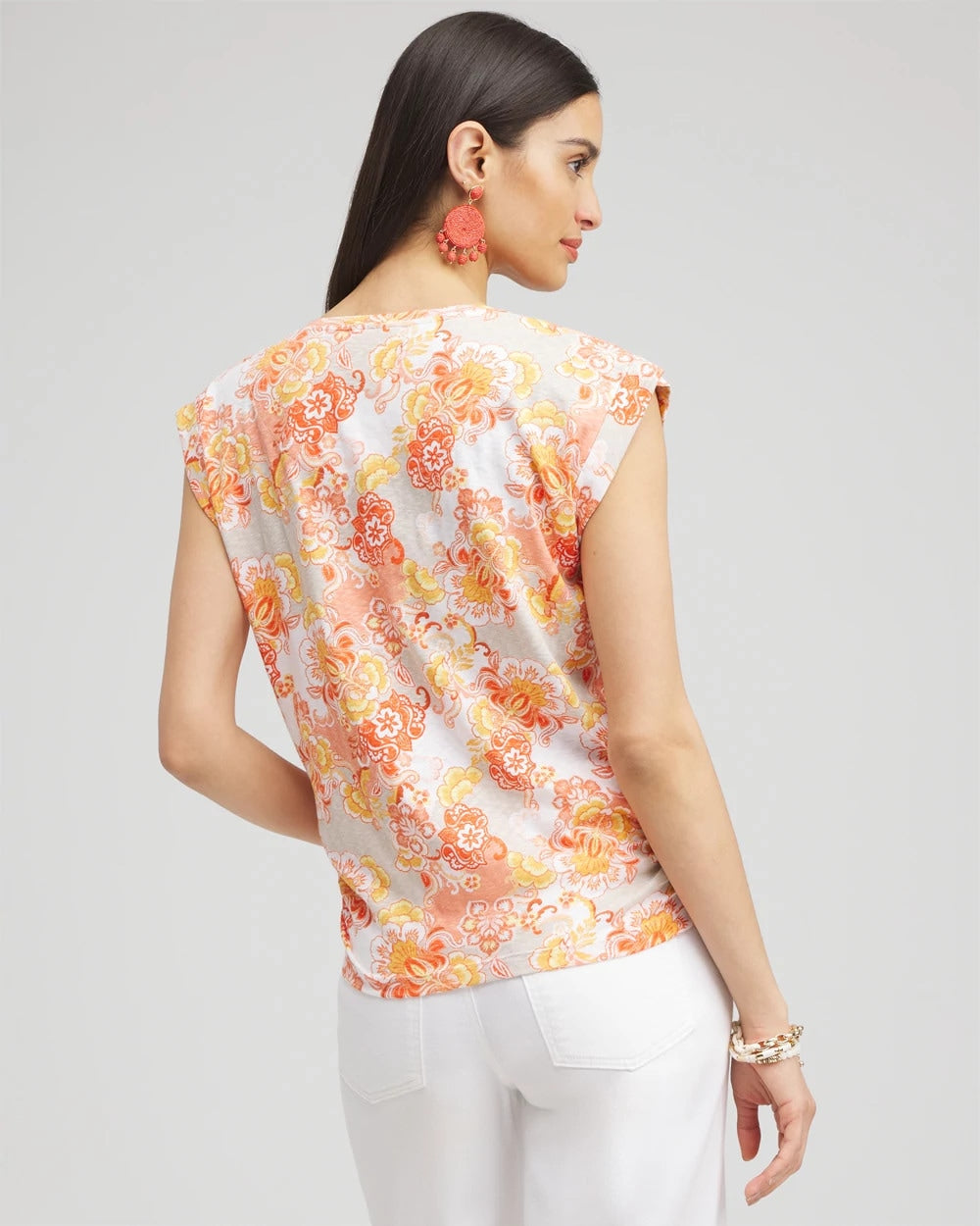 Chico's Women | Floral Knot Front Tee SMOKEY TAUPE