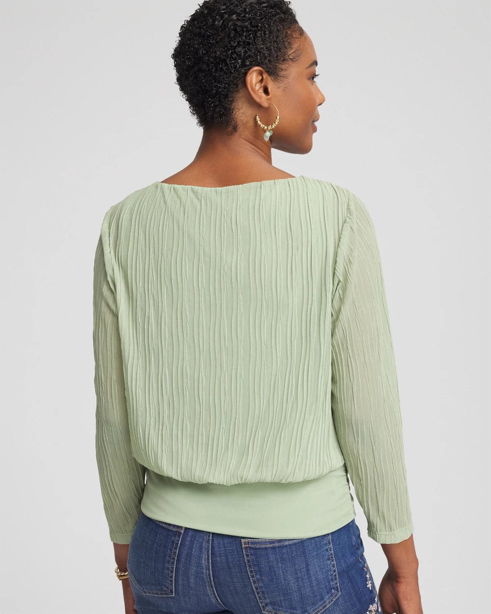 Chico's Women | Touch of Cool™ Textured Banded-Hem Top SAGE MEADOW