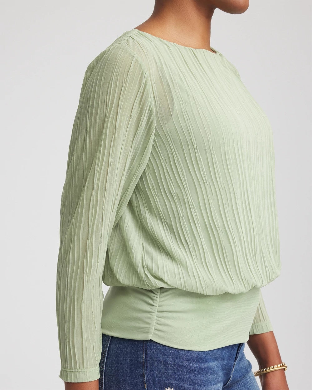 Chico's Women | Touch of Cool™ Textured Banded-Hem Top SAGE MEADOW