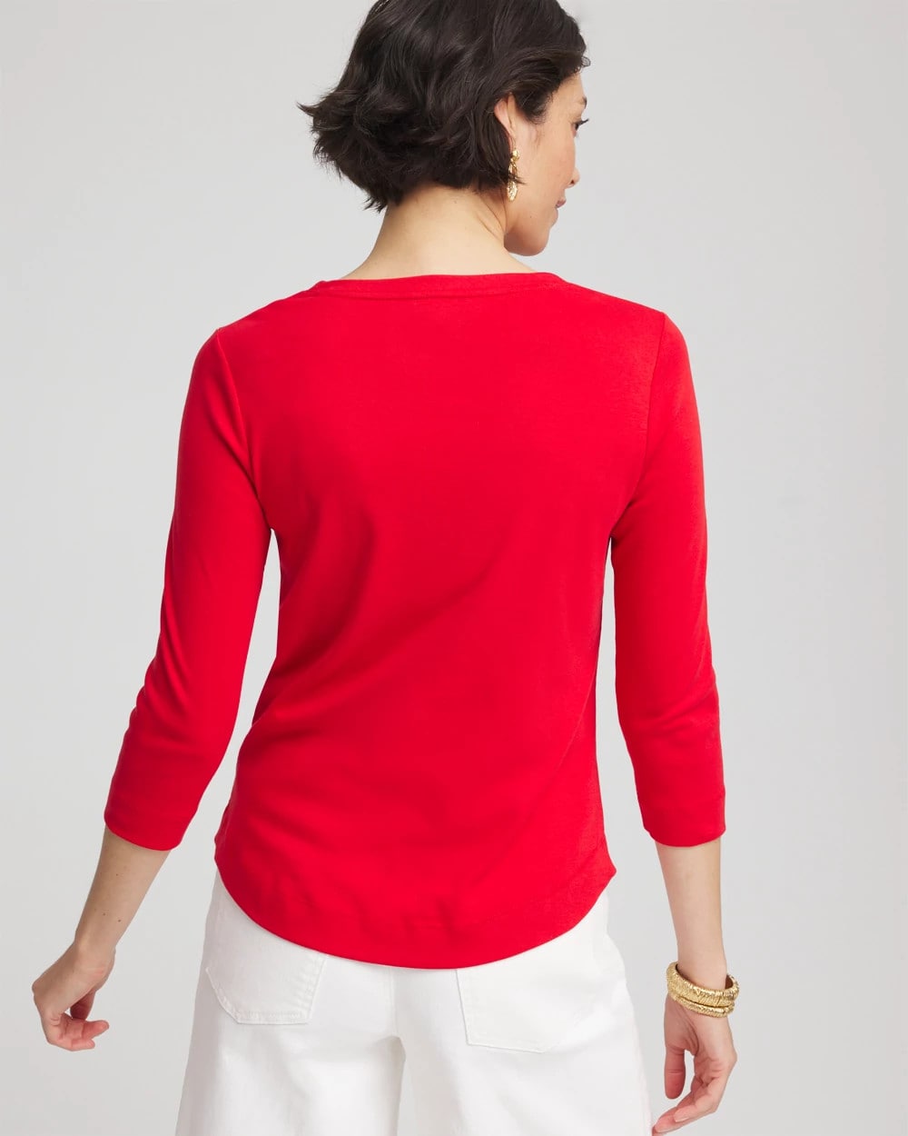 Chico's Women | Everyday 3/4 Sleeve V-Neck Tee RED GLOW