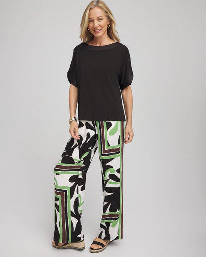Chico's Women | Jersey & Satin Dolman Tee BLACK