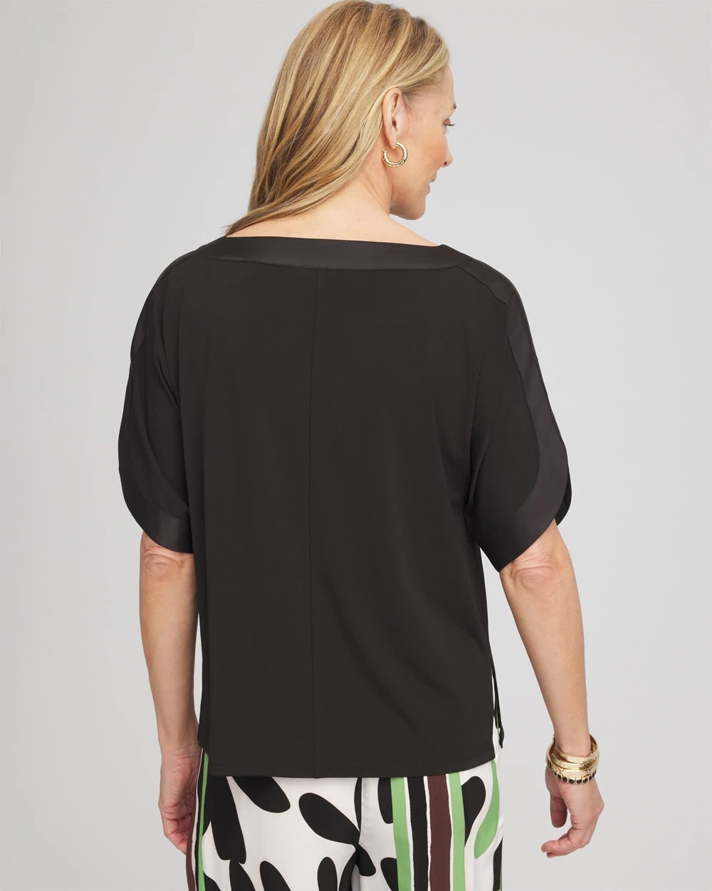 Chico's Women | Jersey & Satin Dolman Tee BLACK