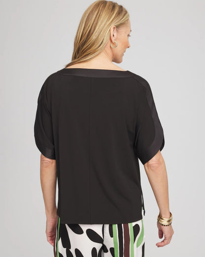Chico's Women | Jersey & Satin Dolman Tee BLACK