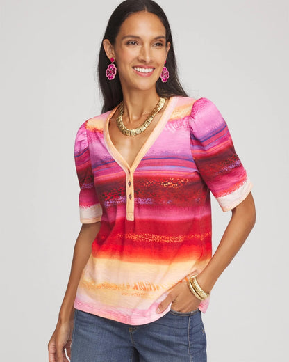 Chico's Women | Rio Sunset Henley Tee SUNSET PEACH