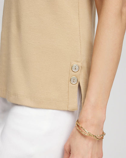 Chico's Women | Sleeveless V-Neck Button Tank CAFE AROMA