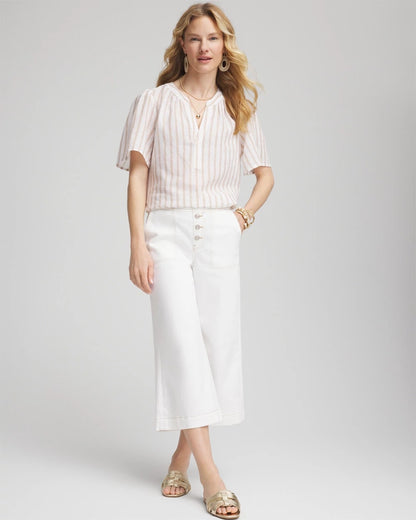 Chico's Women | Striped Linen Popover Shirt SYCAMORE