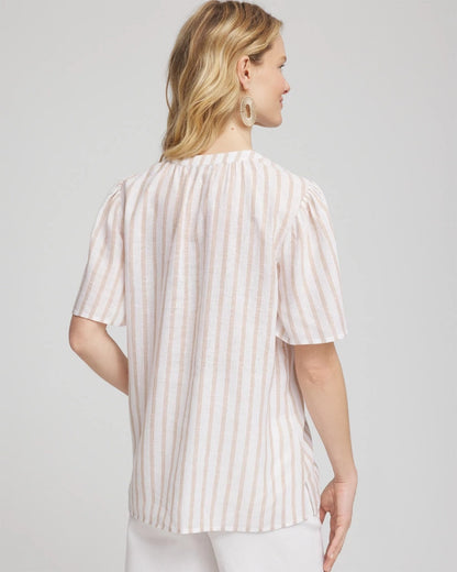 Chico's Women | Striped Linen Popover Shirt SYCAMORE