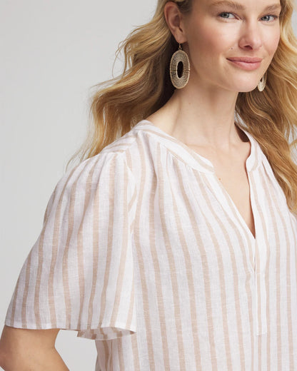 Chico's Women | Striped Linen Popover Shirt SYCAMORE