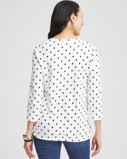 Chico's Women | Polka-Dot Slub Scoop-Neck Tee ALABASTER