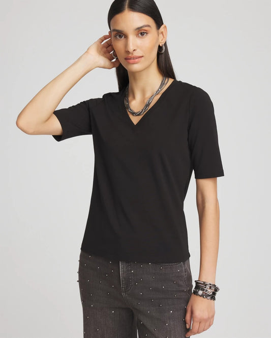 Chico's Women | Elbow-Sleeve Perfect Tee BLACK