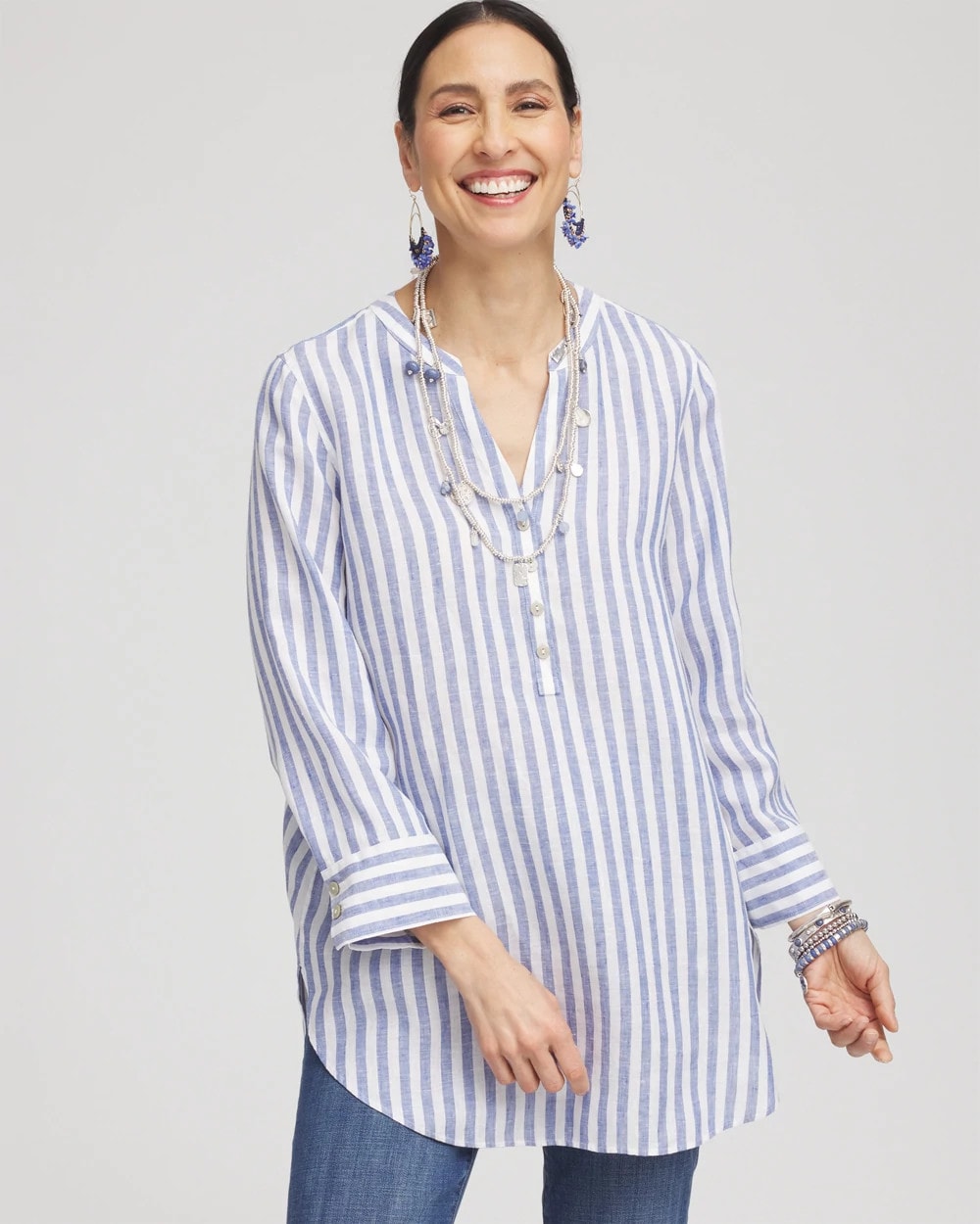 Chico's Women | No Iron™ Linen Tunic INDIGO