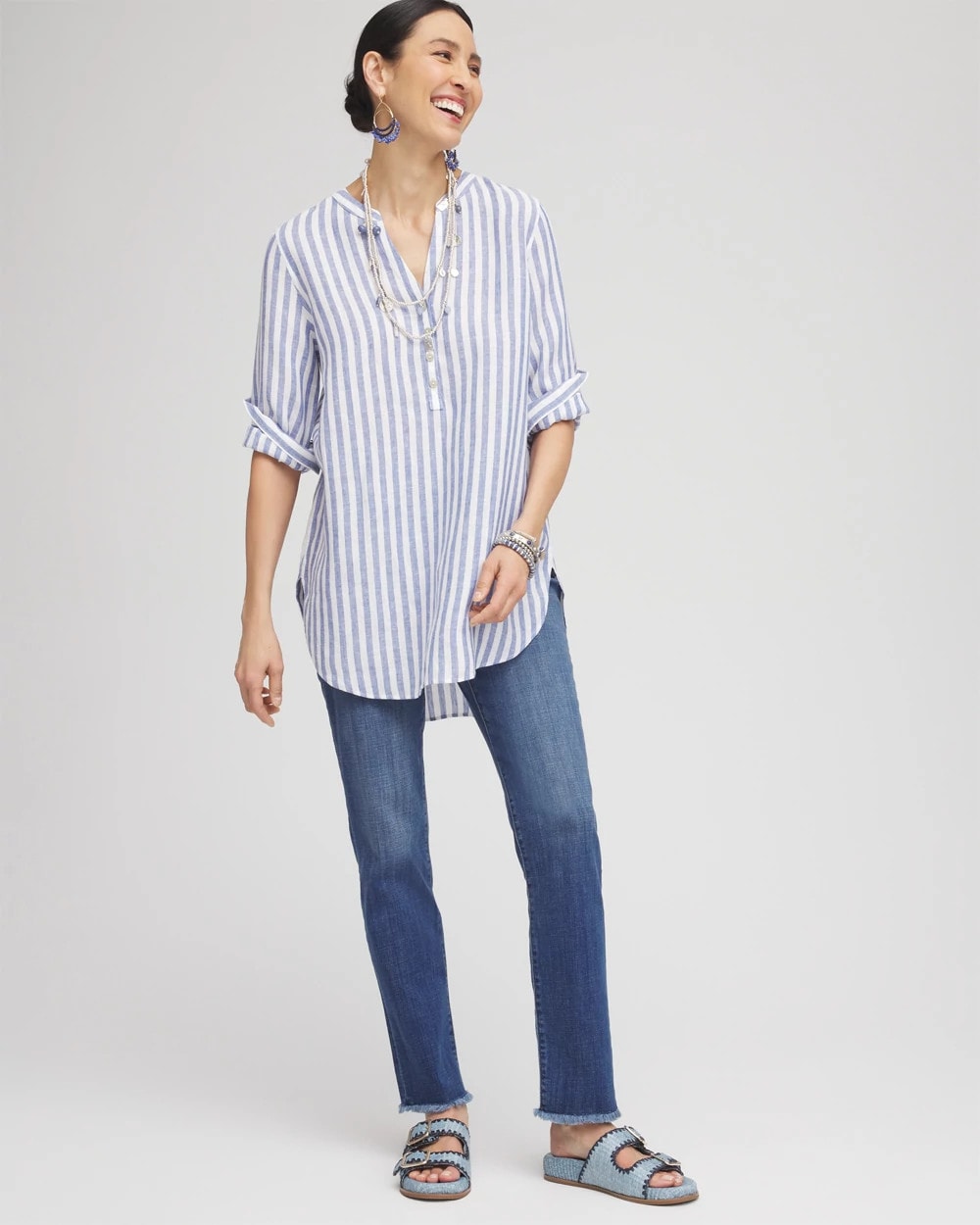 Chico's Women | No Iron™ Linen Tunic INDIGO