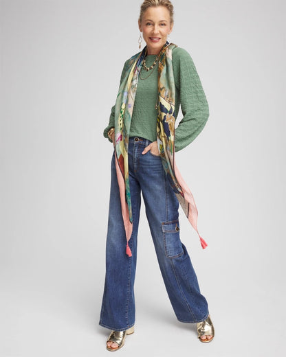 Chico's Women | Smocked Boatneck Top MINERAL GREEN