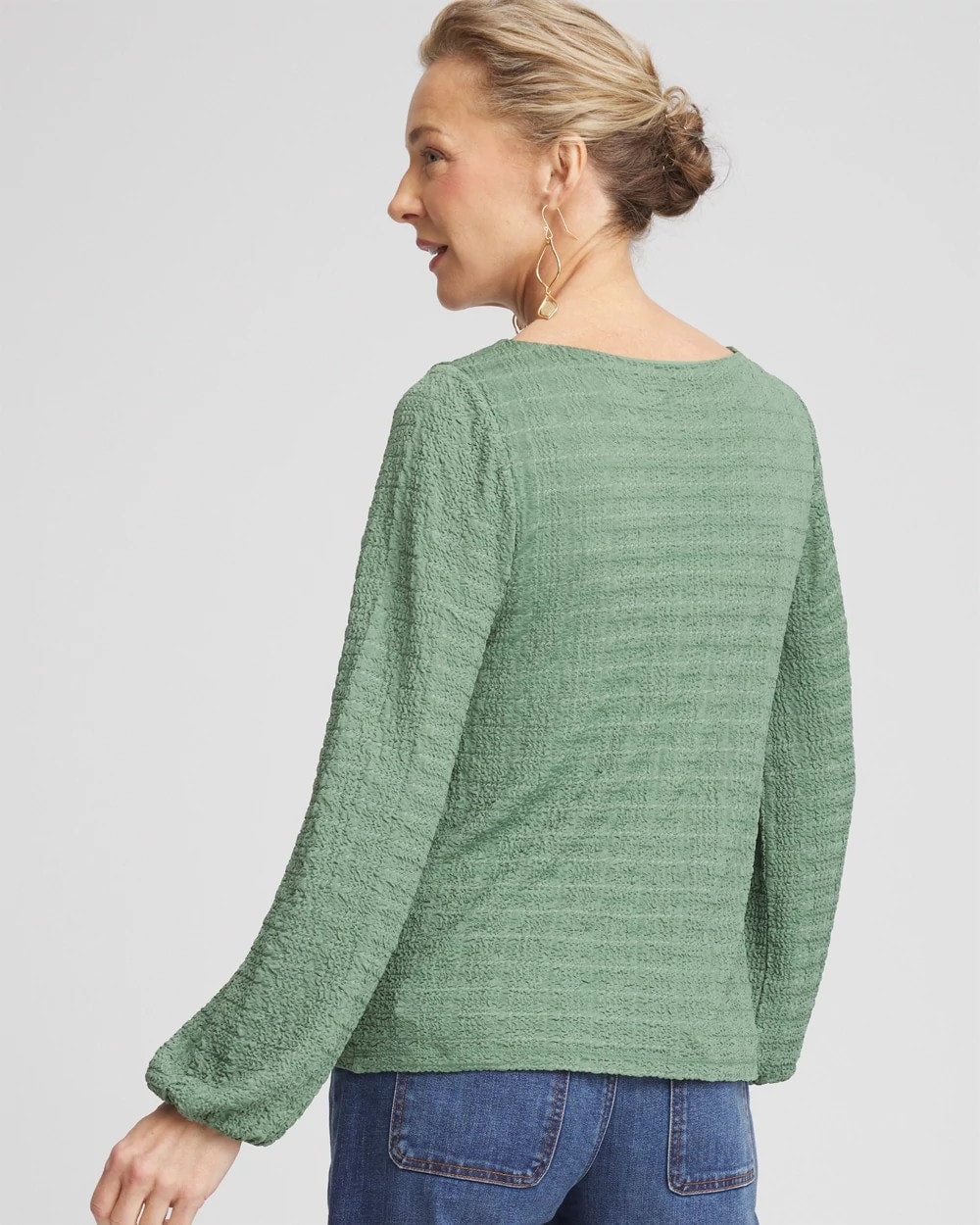 Chico's Women | Smocked Boatneck Top MINERAL GREEN