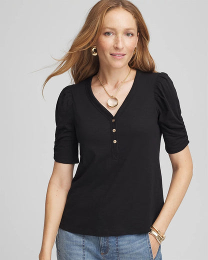 Chico's Women | Slub Split Neck Henley Tee