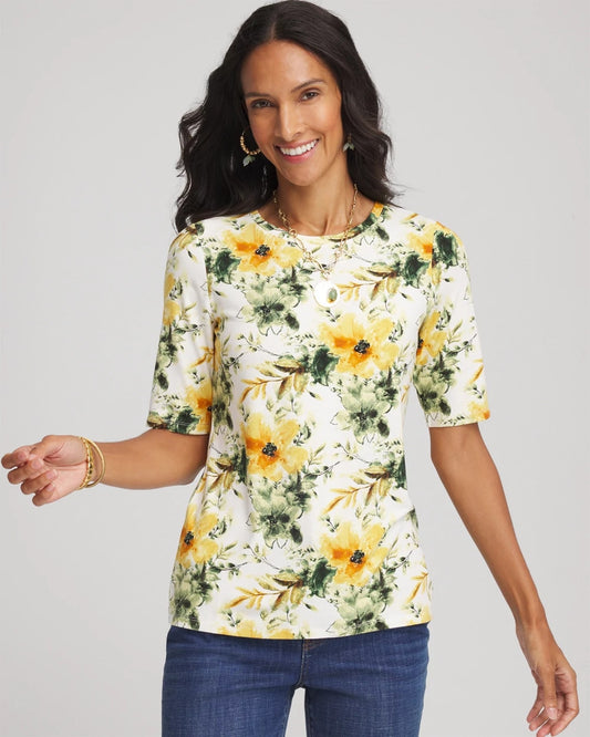Chico's Women | Touch of Cool™ Elbow-Sleeve Perfect Tee ECRU