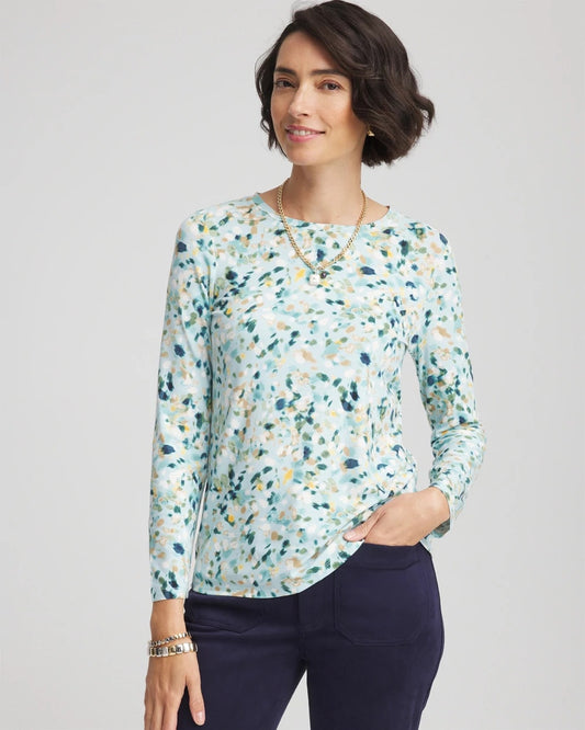 Chico's Women | Printed Touch of Cool™ Layering Tee BLUE MENTHE