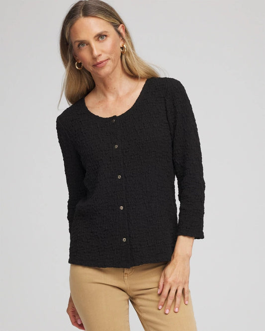 Chico's Women | Textured Scoopneck Cardigan BLACK