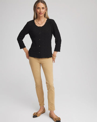 Chico's Women | Textured Scoopneck Cardigan BLACK