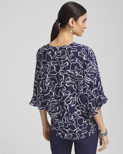 Chico's Women | Ecovero™ Tie-Front Frill Sleeve Blouse PASSPORT BLUE