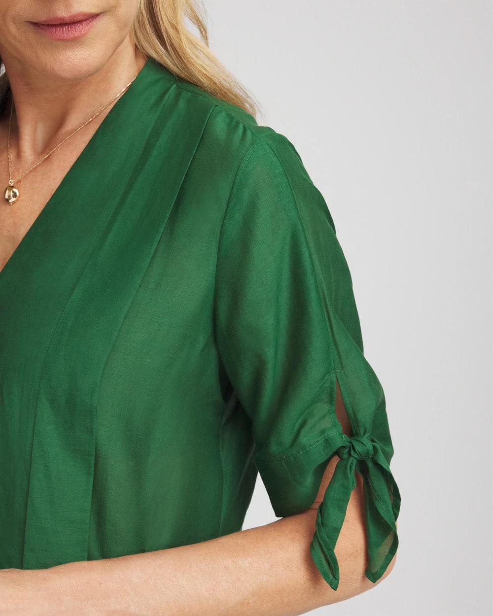 Chico's Women | Cotton Voile & Silk Pleated Blouse PALM LEAF