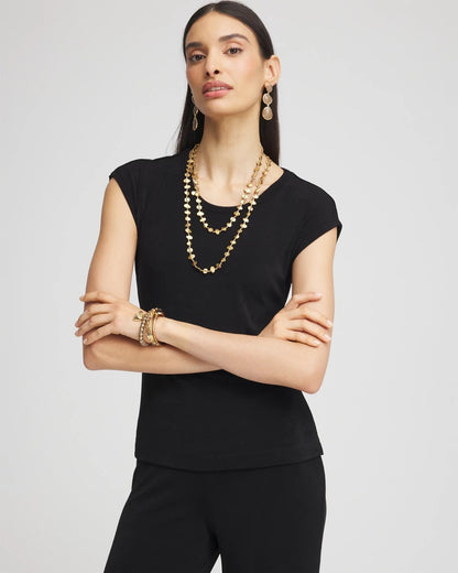 Chico's Women | Travelers™ Cap-Sleeve Top TRAVELERS BLACK
