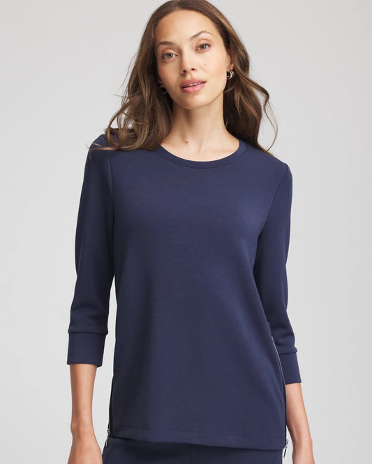 Chico's Women | Zenergy® Satin-Trim Tunic PASSPORT BLUE
