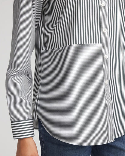 Chico's Women | No Iron™ Colorblock Striped Shirt DARKEST SPRUCE