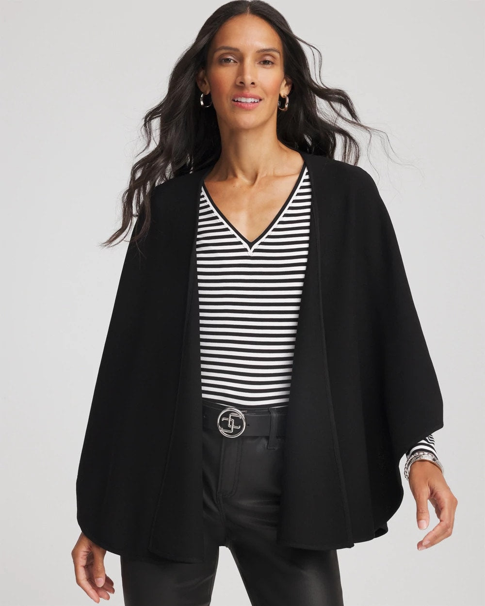 Chico's Women | Crepe Open-Front Ruana BLACK