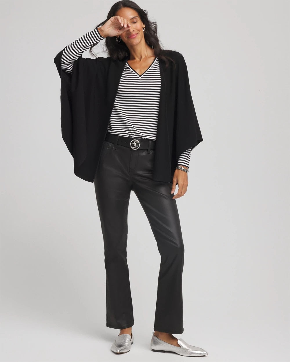 Chico's Women | Crepe Open-Front Ruana BLACK