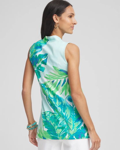 Chico's Women | Tropical Pima Sleeveless V-Neck Tunic TEAL WATERS