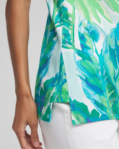 Chico's Women | Tropical Pima Sleeveless V-Neck Tunic TEAL WATERS