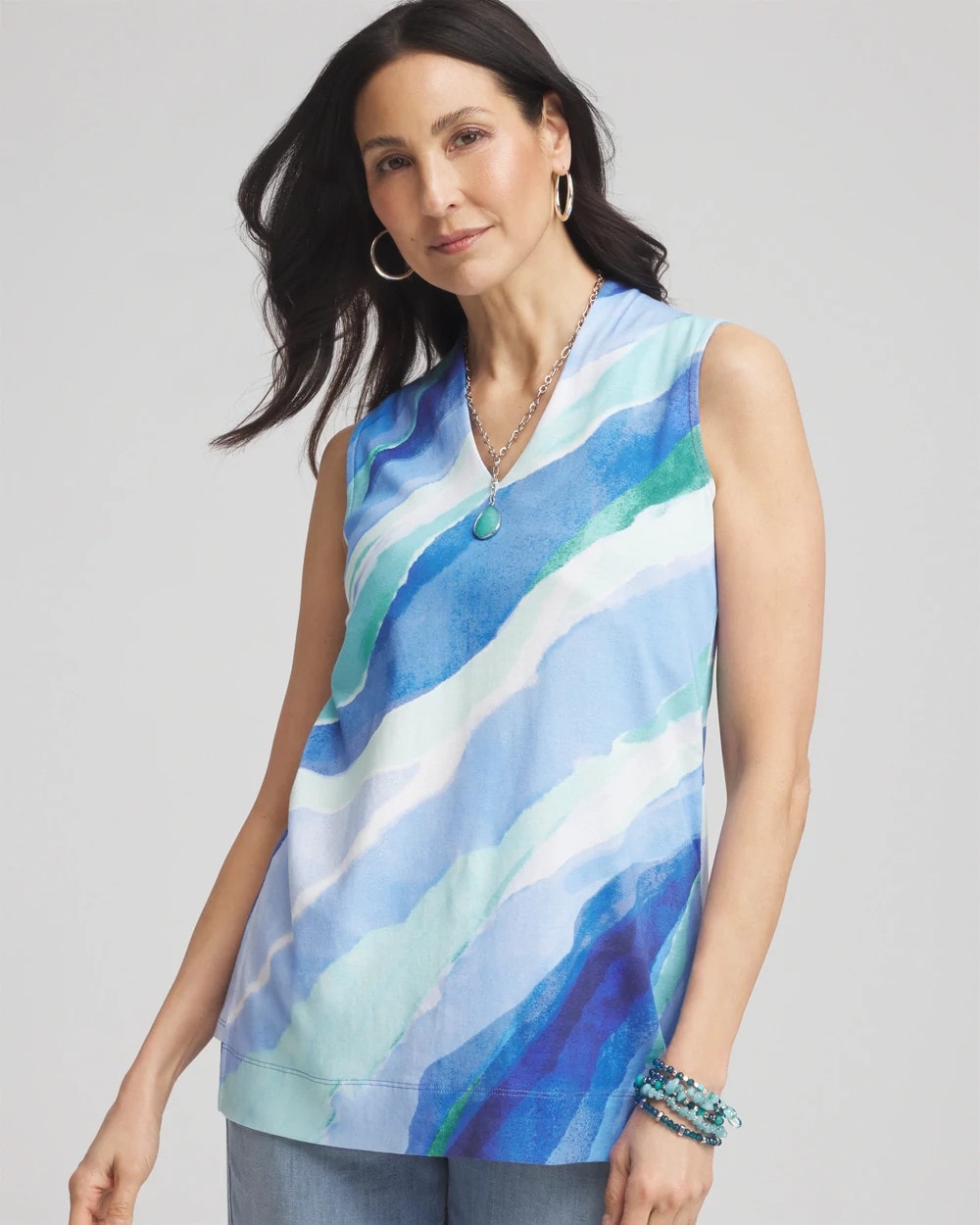 Chico's Women | Ocean Pima Sleeveless V-Neck Tunic RICH COBALT