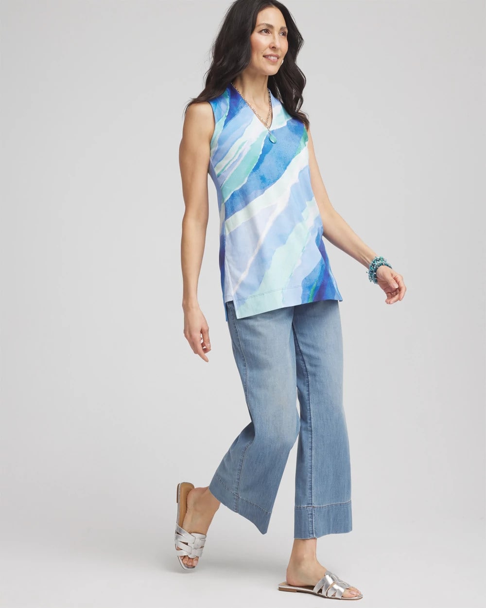 Chico's Women | Ocean Pima Sleeveless V-Neck Tunic RICH COBALT