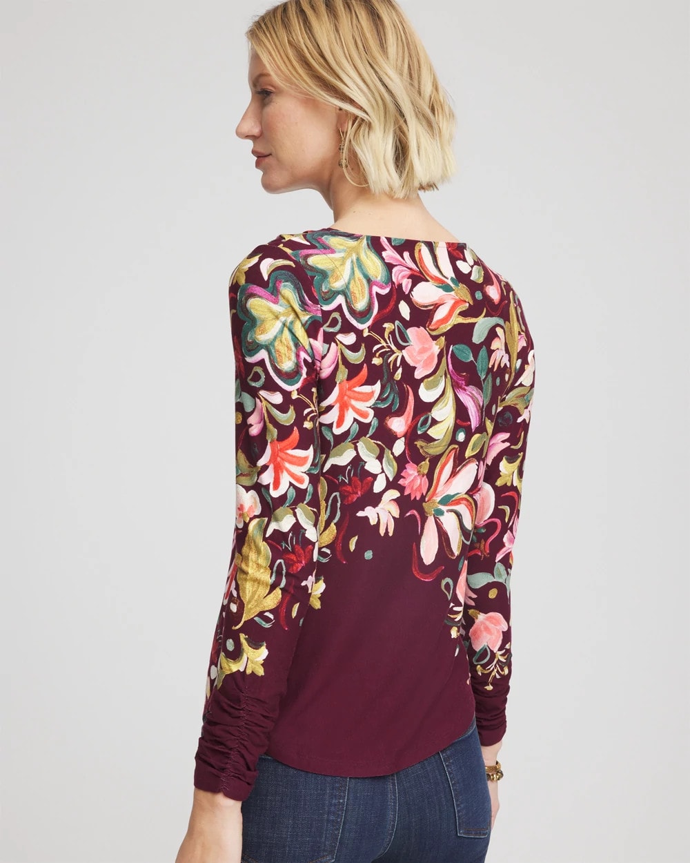 Chico's Women | Touch of Cool™ Paisley Cowl Neck Tee DEEP CHIANTI