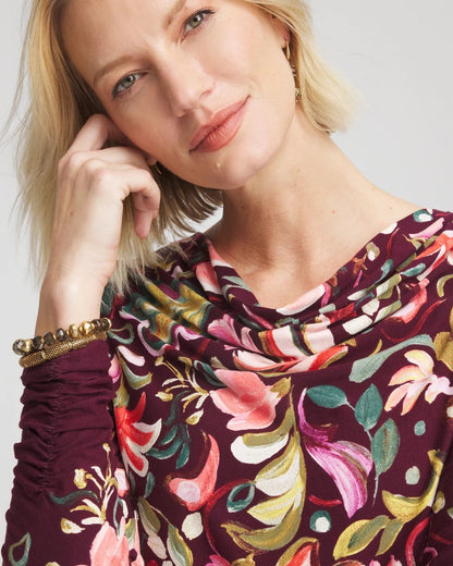 Chico's Women | Touch of Cool™ Paisley Cowl Neck Tee DEEP CHIANTI
