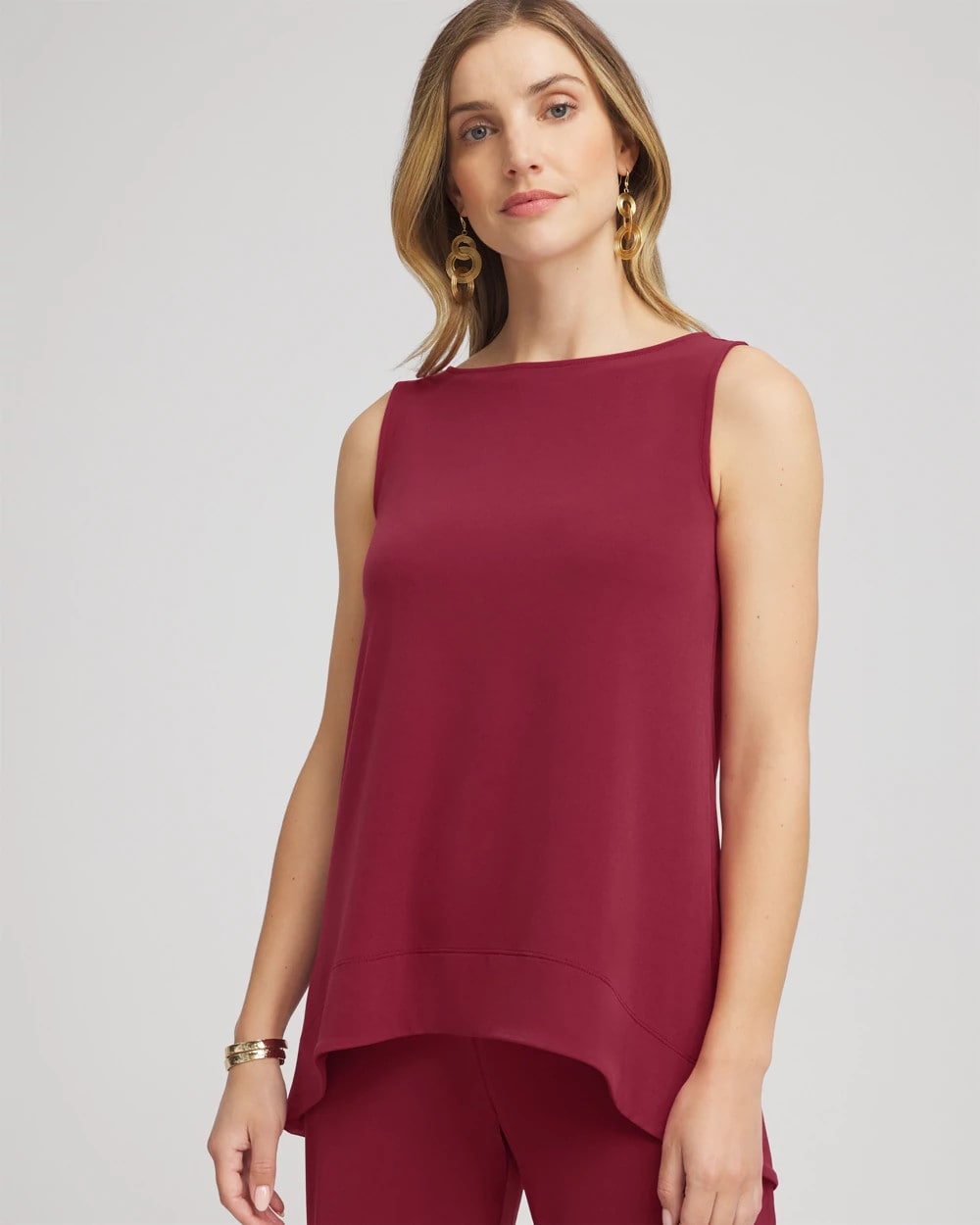 Chico's Women | Travelers™ Knit High-Low Hem Top RUSSET RED