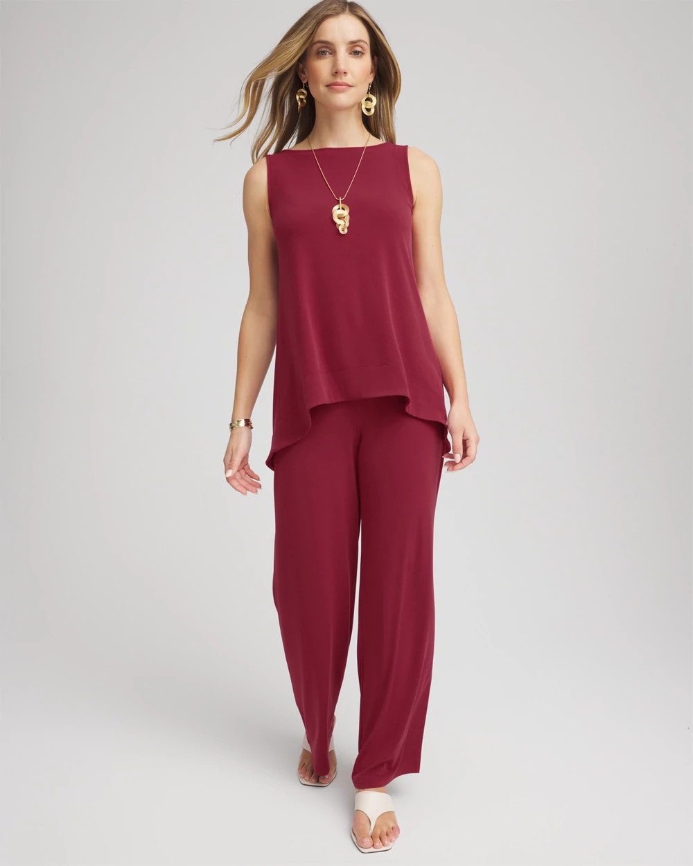 Chico's Women | Travelers™ Knit High-Low Hem Top RUSSET RED