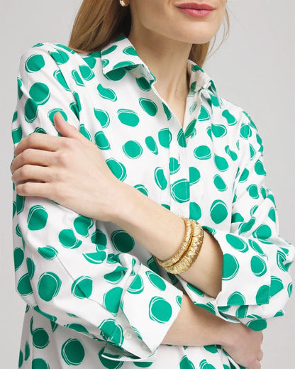 Chico's Women | No Iron™ Polka-Dot Sateen Shirt EDEN GREEN
