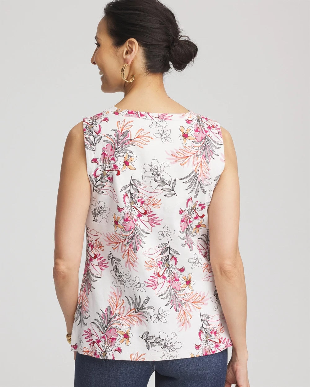 Chico's Women | Floral Sleeveless V-Neck Tank ALABASTER