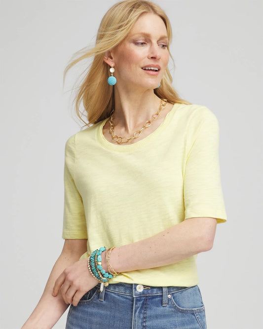 Chico's Women | Slub Elbow-Sleeve Tee BRIGHT YELLOW