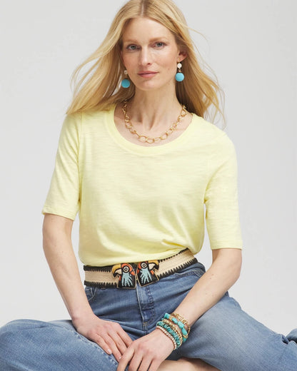 Chico's Women | Slub Elbow-Sleeve Tee BRIGHT YELLOW