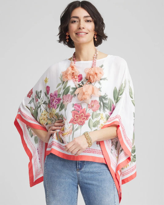 Chico's Women | Wildflower Crepe Boatneck Poncho ALABASTER