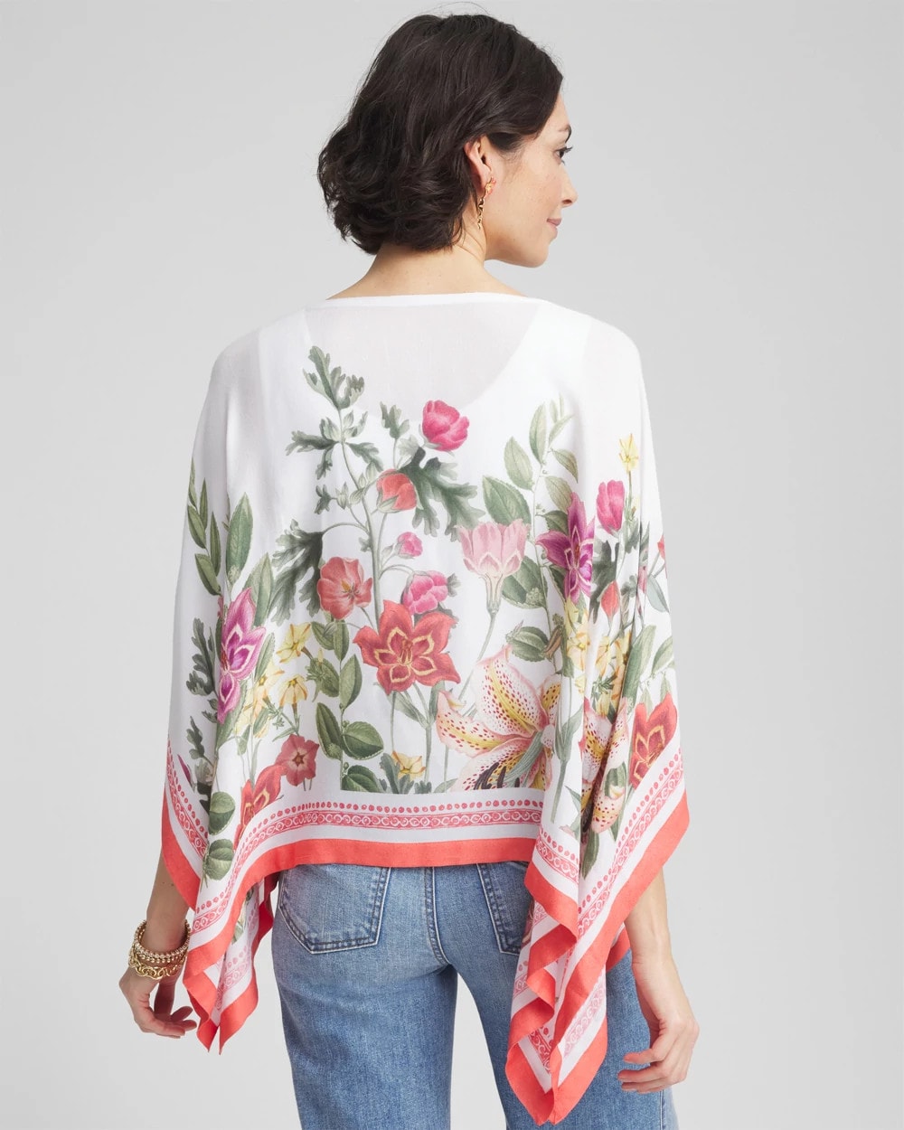 Chico's Women | Wildflower Crepe Boatneck Poncho ALABASTER