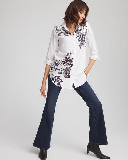 Chico's Women | No Iron™ Floral Stretch Tunic OPTIC WHITE