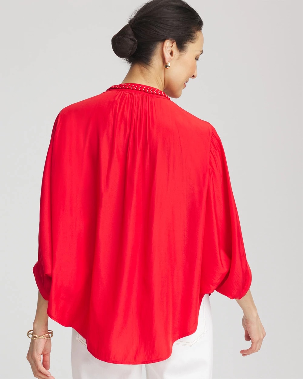 Chico's Women | Braided Batwing Blouse RED GLOW